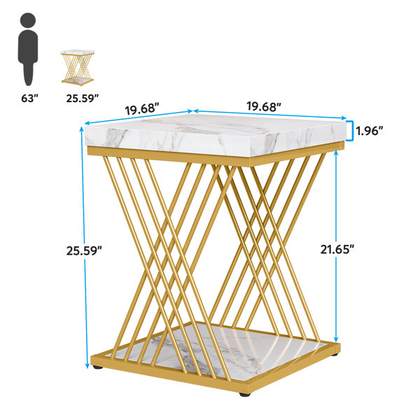 Mercer41 Ellenie 25.6'' Tall Square End Table Side Table